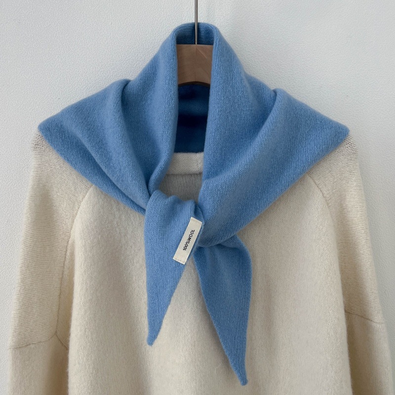 Écharpe triangulaire coréenne britannique en laine 100% pour femme, foulard tricoté multifonctionnel et chaud