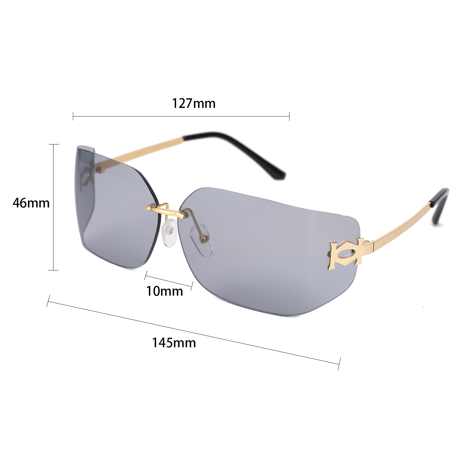Lunettes de soleil rectangulaires sans monture pour femmes, lunettes de soleil sans monture, design de luxe, lunettes de soleil pour femmes, UV400