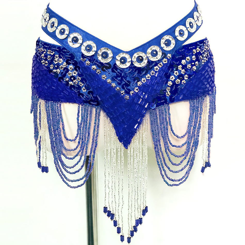 Ceinture de spectacle de danse du ventre, écharpe de hanche pour danse orientale, chaîne de taille de 85CM, chaînes de perles faites à la main, accessoires de tenue de danse