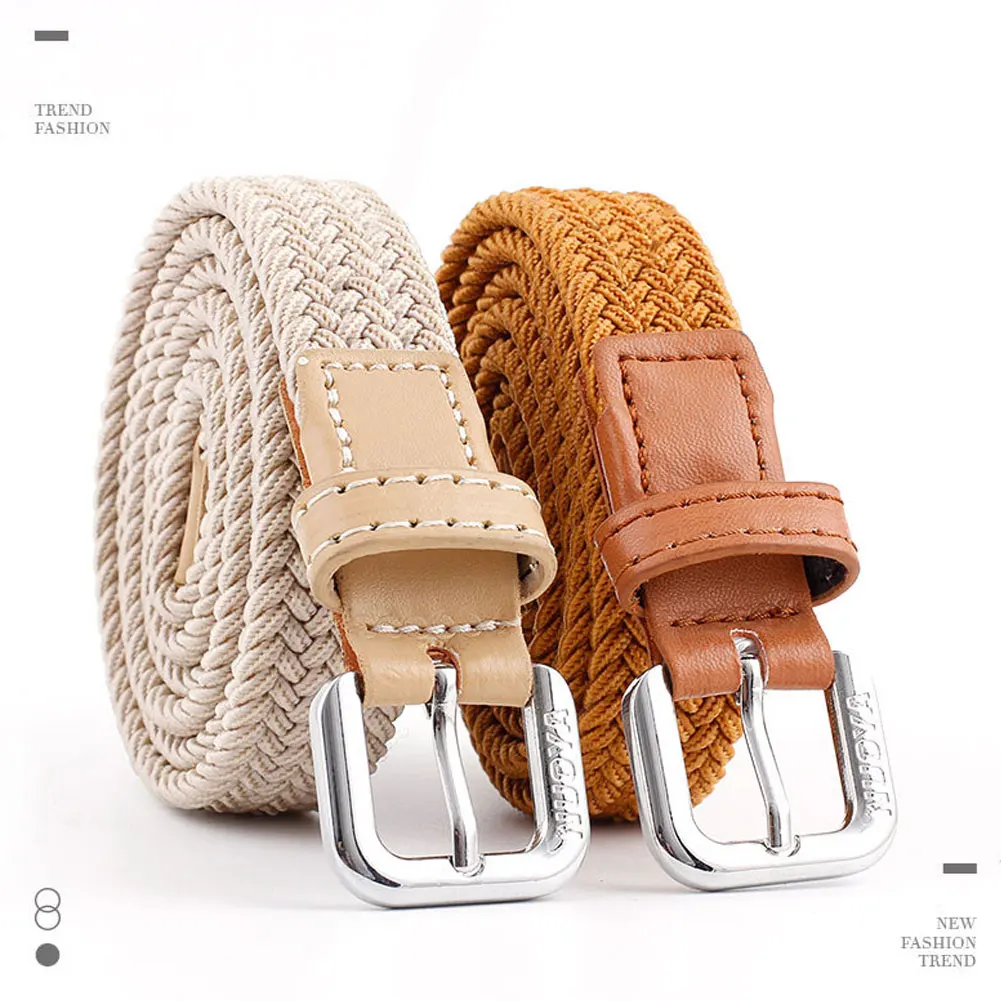 Hommes femmes décontracté tricoté boucle ardillon ceinture tissé toile élastique extensible tressé Stretch ceintures plaine sangle sangle