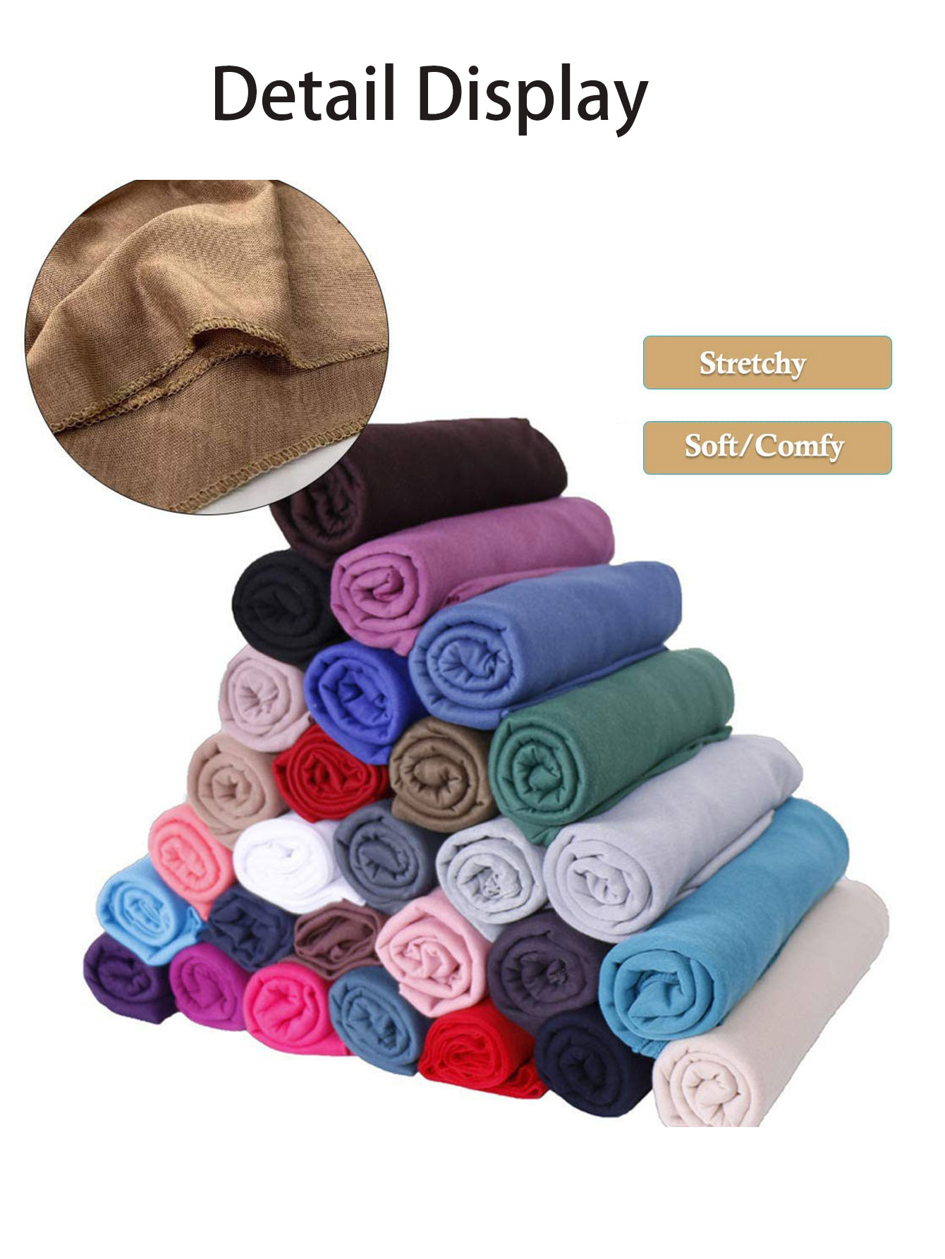 Foulard tricoté élastique Turban foulard élastique couleur unie Super doux Ultra Long bandeau respirant femmes décontracté respirant