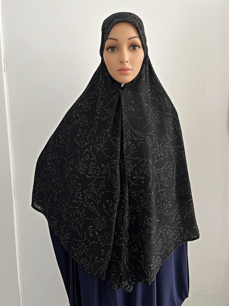 H051 Hijab Amira musulman grande taille avec paillettes, couvre-chef islamique, chapeau, bonnet