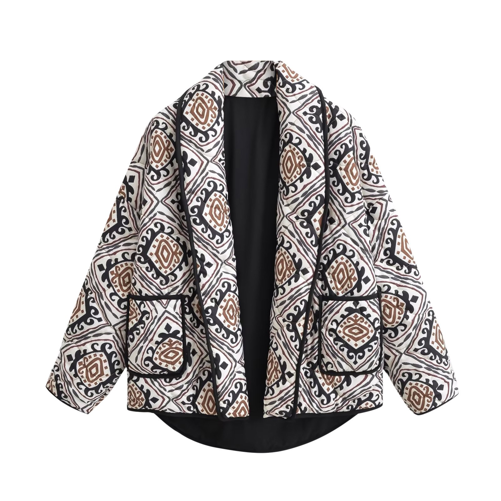 Veste en coton matelassé à fleurs pour femmes, Parkas courts légers d'hiver rétro français, ouvert sur le devant, manteau rembourré en coton chaud pour femmes