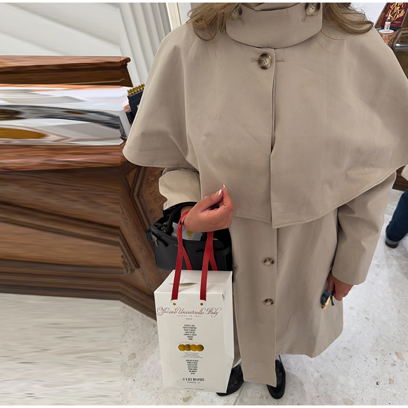 Manteau Trench pour Femme à Col Montant Amovible, Longueur Midi, Coupe Décontractée, Simple Boutonnage, Poches Latérales