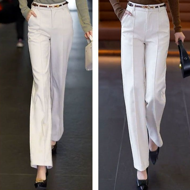 Pantalon de Travail à Jambes Larges pour Femme, Baggy Droit, Blanc et Noir, Vêtement de Bureau, Nouvelle Collection Automne 90