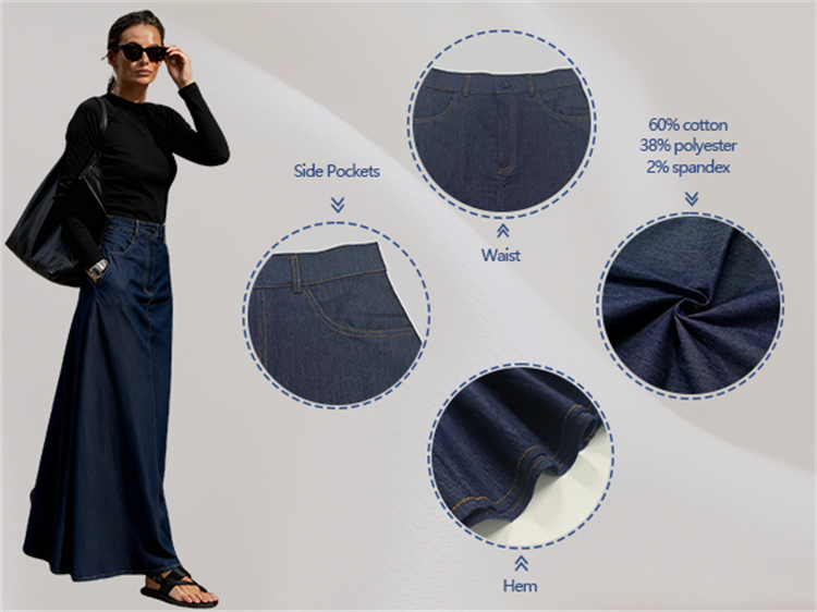 Uwing ZEE-Jupe trapèze taille haute pour femme, nouvelle mode automne 2024, jean, couleur unie, décontractée, bureau