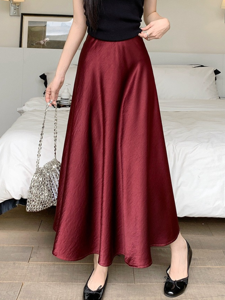 Jupe demi-corps en Satin pour femme, nouvelle mode coréenne, tempérament élégant, solide, décontractée, jupe trapèze, printemps 2026