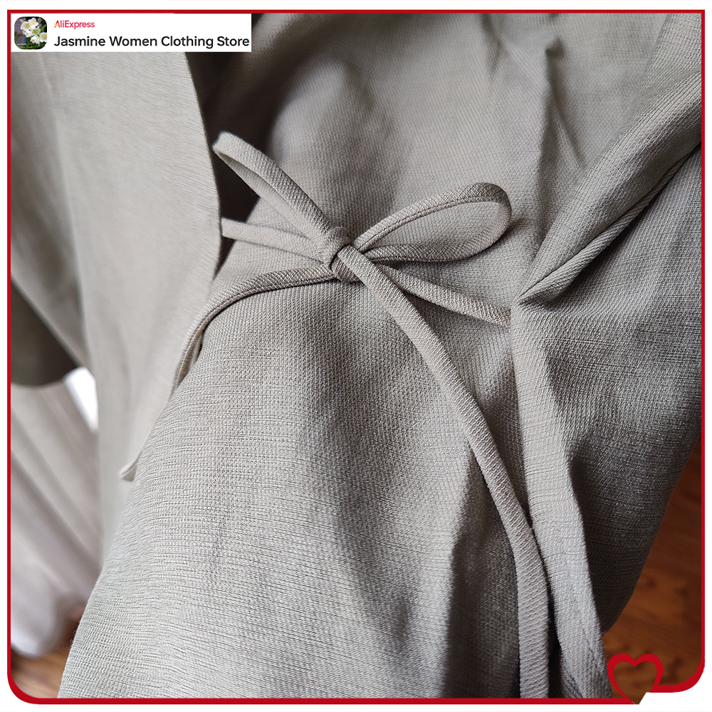 Chemisier Olive confortable avec attaches, manches longues tombantes, Kimono pour femmes, col en v, Cardigan portefeuille, hauts froissés avec fentes latérales, 2 styles