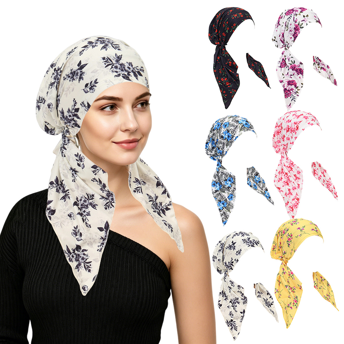 Hijabs musulmans imprimés pour femmes, bonnets intérieurs, couvre-cheveux, bonnets, foulards à longue queue, bandanas extensibles