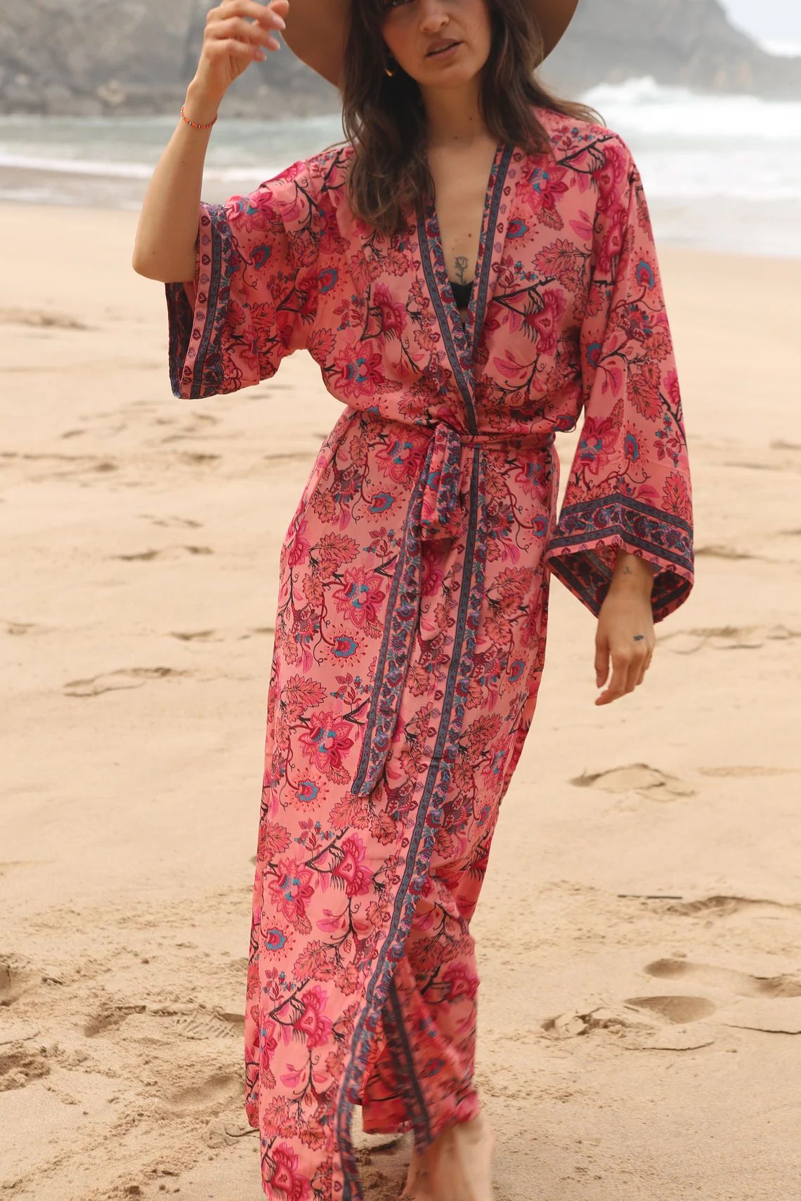 Kimono d'été en coton et rayonne pour femme, robe de plage, style boho, bikini, vêtement éducatif, surdimensionné