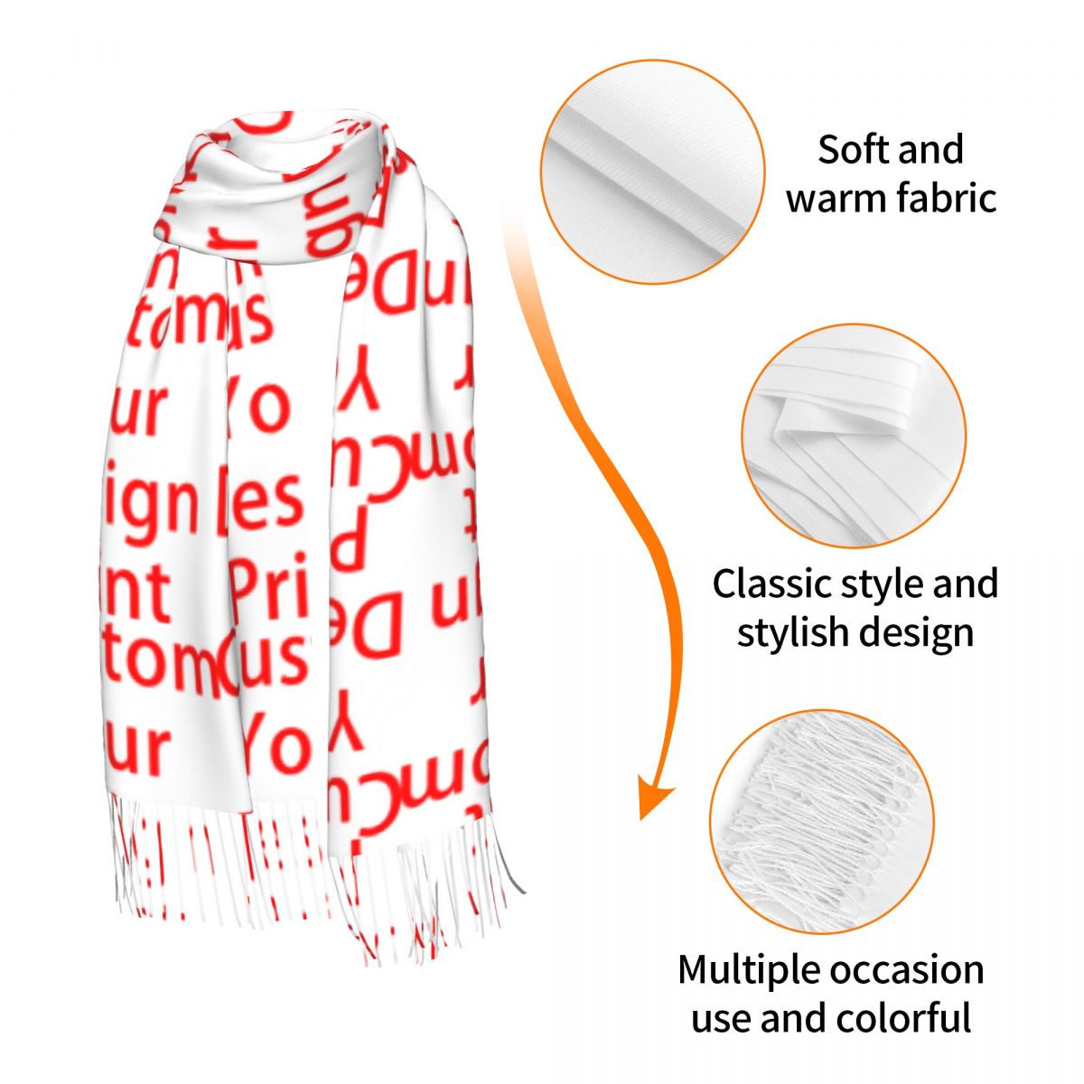 Luxe personnalisé votre conception gland écharpe femmes hiver automne chaud châle enveloppement dames personnalisé Logo imprimé foulards