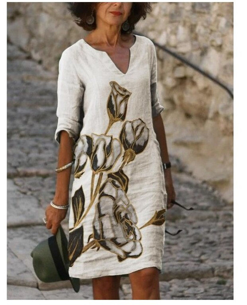Nouveau printemps femmes lâche Vintage volants robe été grand imprimé Boho décontracté fête robes élégantes