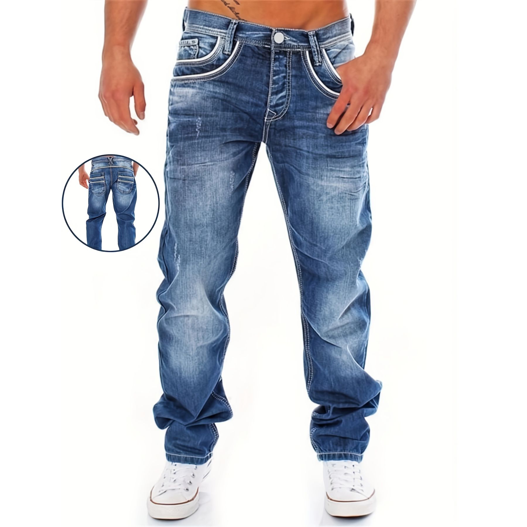 Nouveaux hommes rétro ample décontracté jambe droite jean confortable coupe classique hommes Denim pantalon