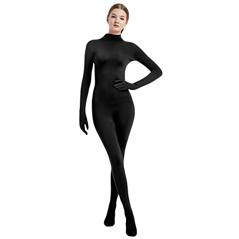Combinaison intégrale pour femme, couleur nude, coupe ajustée, sans couture, col montant, manches 3/4, justaucorps pour la danse, le yoga, les costumes, les jeux de rôle, les vêtements de scène