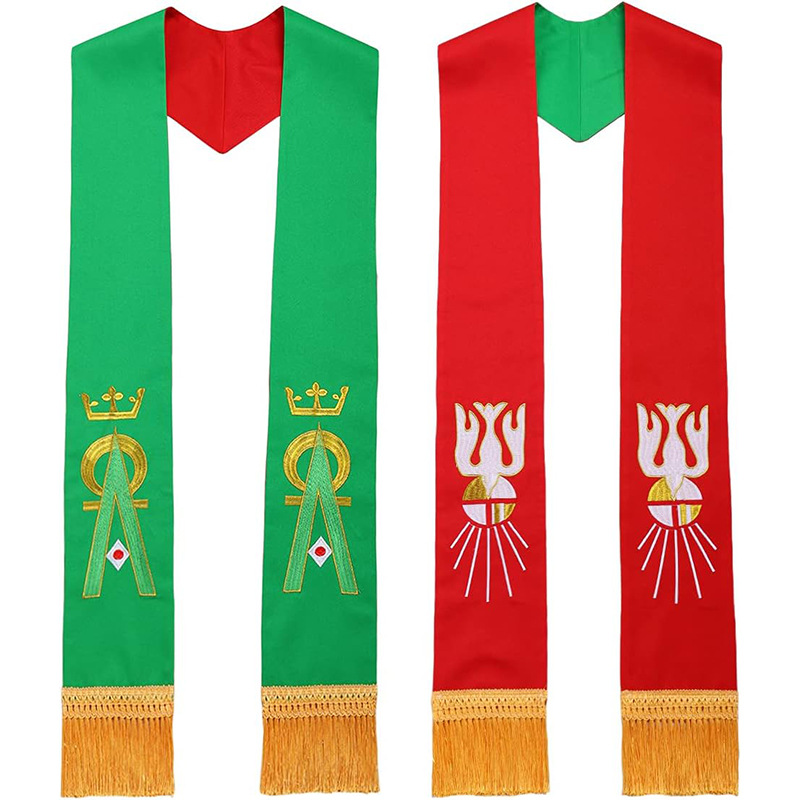 Étole de prêtre réversible à double broderie, accessoire de costume ecclésiastique