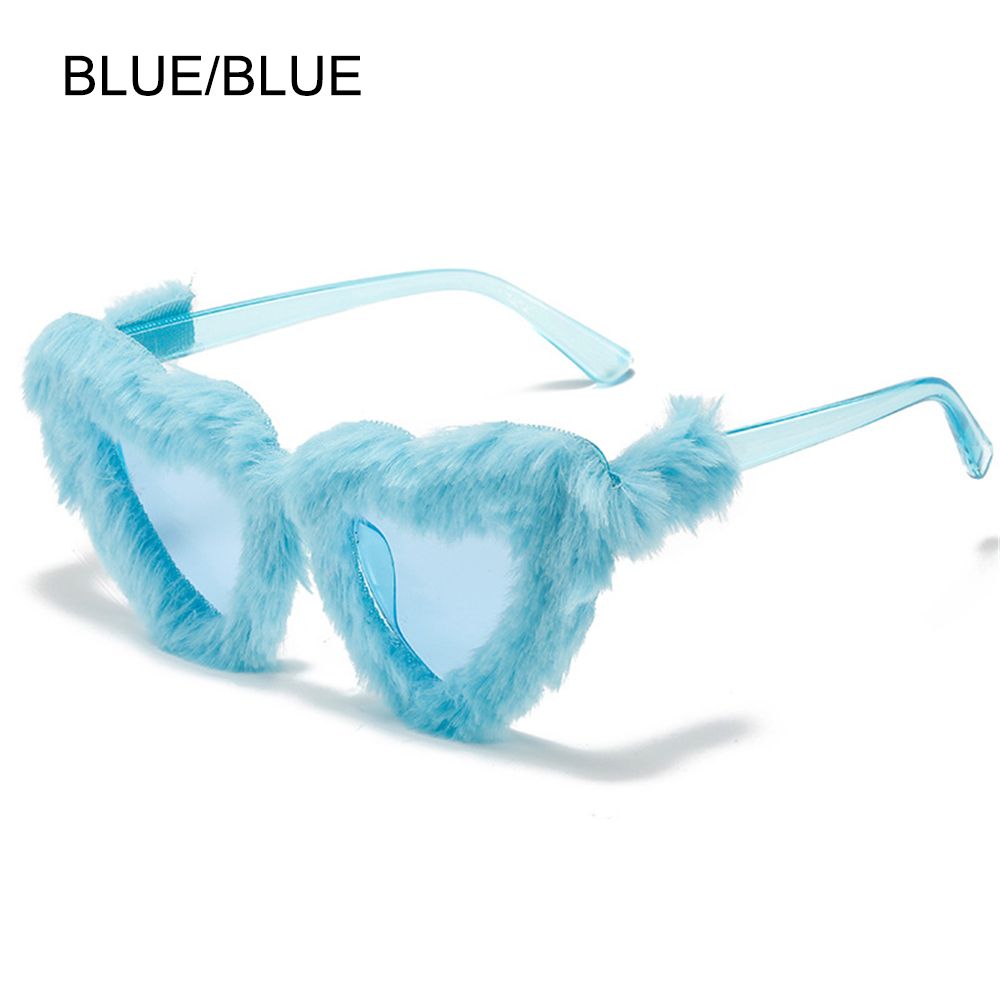 Lunettes de soleil surdimensionnées en forme de cœur pour femmes, style Hip Hop, œil de chat moelleux, nuances en peluche rose, UV400, lunettes de fête