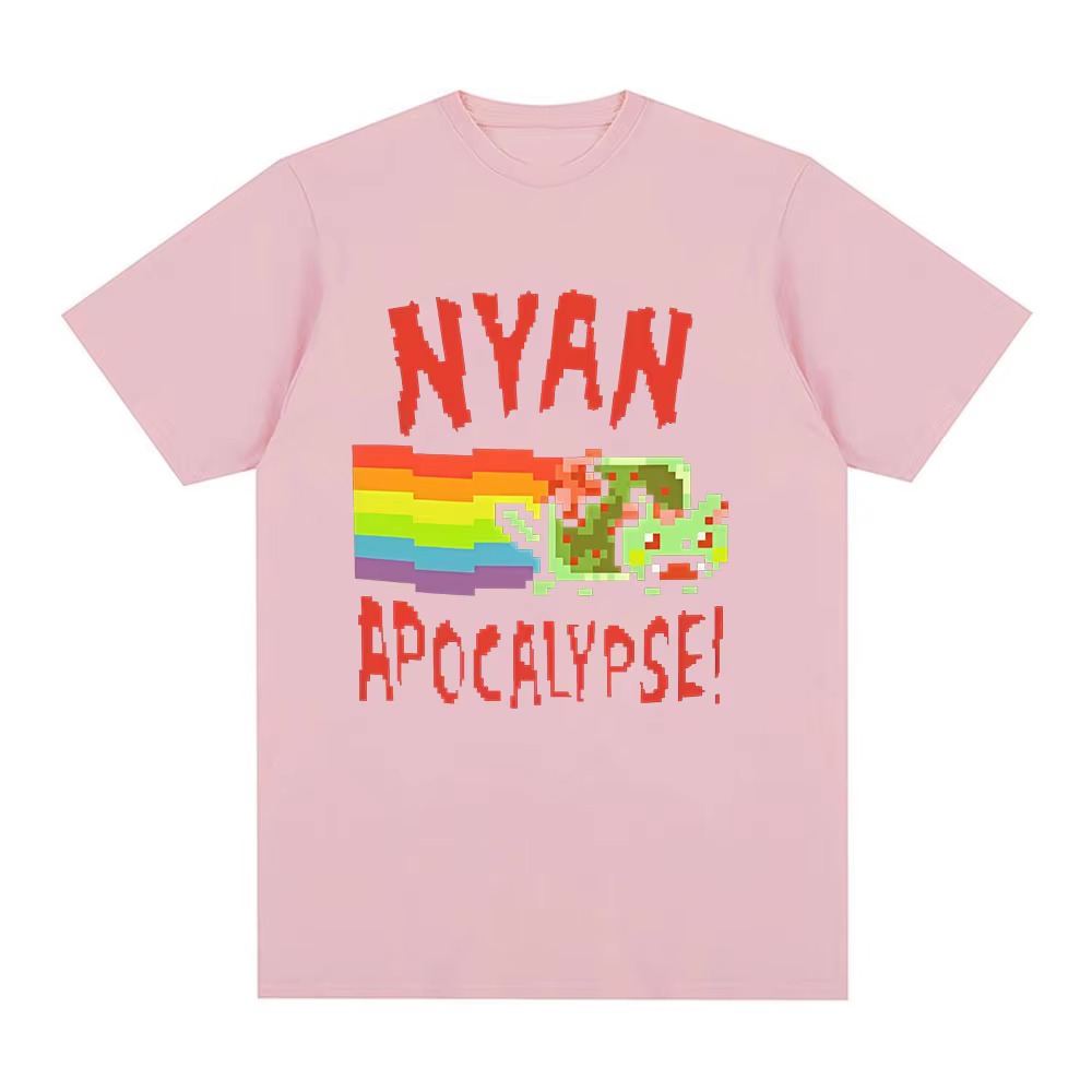 T-shirt Nyan Rainbow Cat Funny Meme pour hommes et femmes, vêtements décontractés à la mode, Kawaii Harajuku, T-shirts à manches courtes, Streetwear