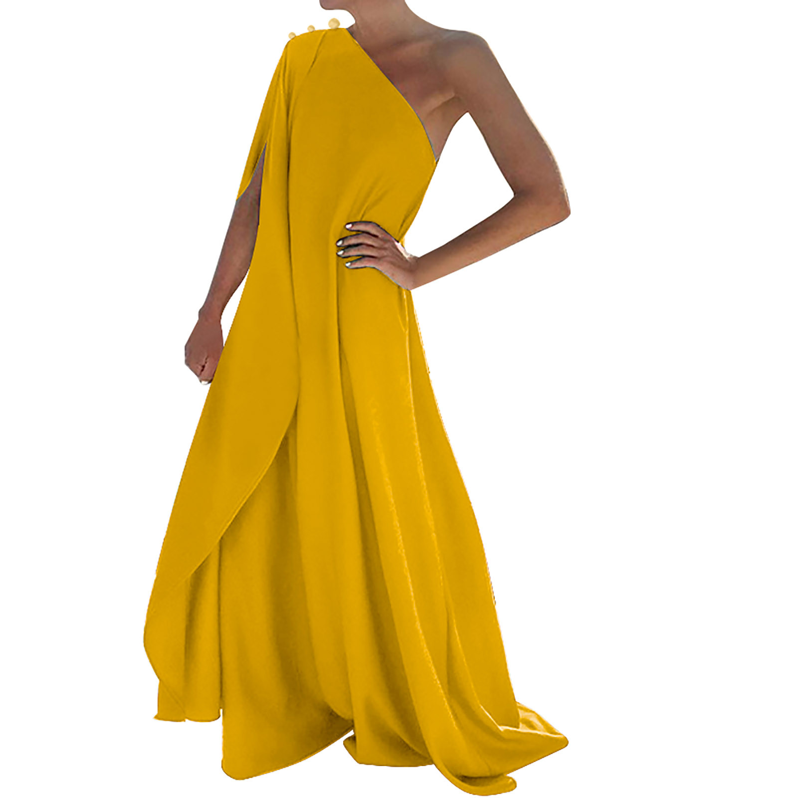 Robes Boho pour femmes, grande taille, couleur unie, asymétrique épaule dénudée, ample, plissée, longue, robe de plage, vacances, 2024