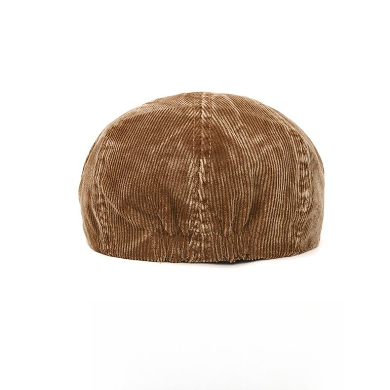 Béret octogonal en velours côtelé lavé de style britannique, chaud pour l'automne et l'hiver, pour hommes et femmes, grande circonférence de tête, casquette élégante.