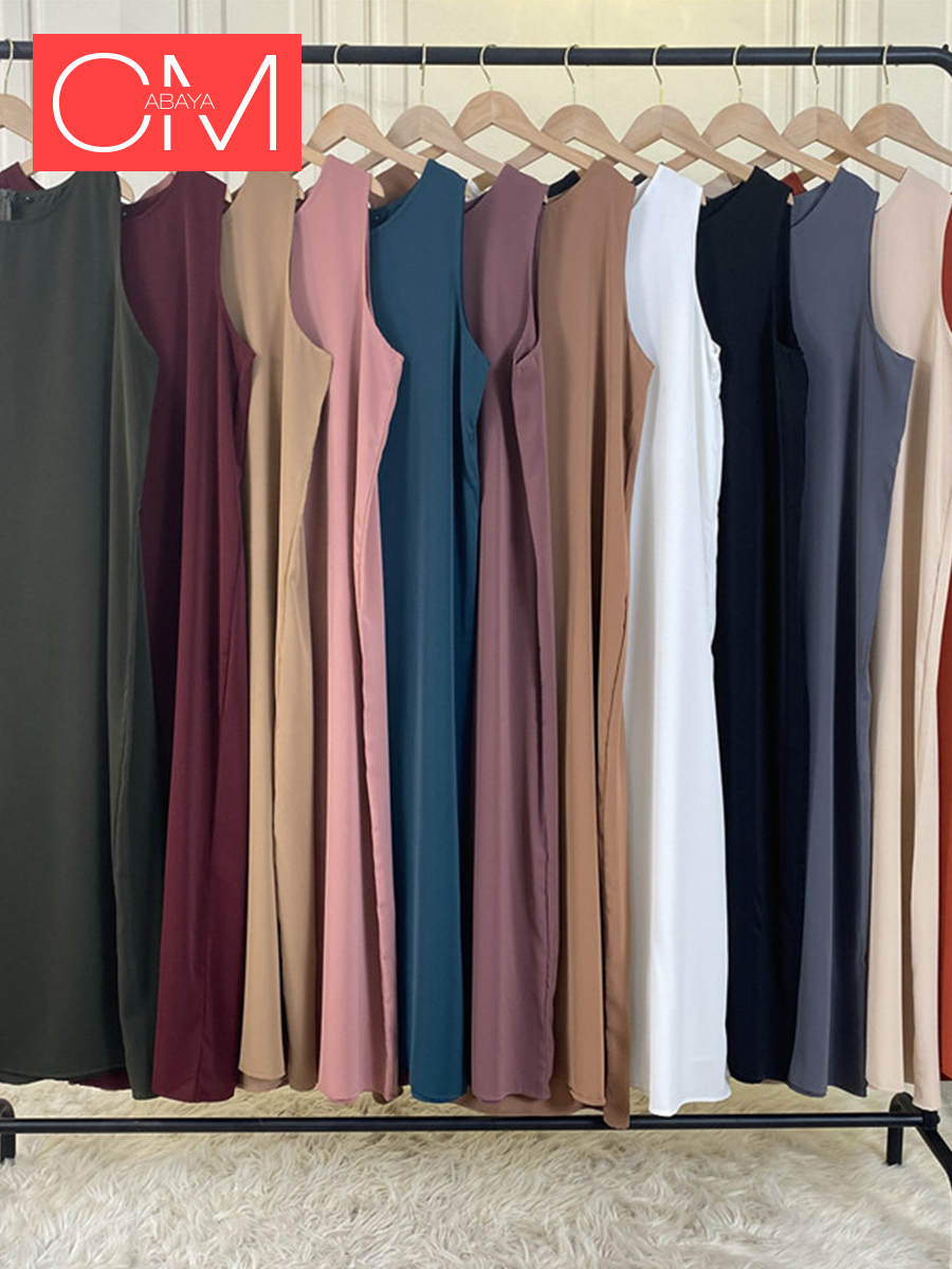 Dubaï Abaya Robe tout-Match tenue décontracté sans manches robes intérieures musulmanes pour les femmes Robe modeste Caftan vêtements islamiques marocains