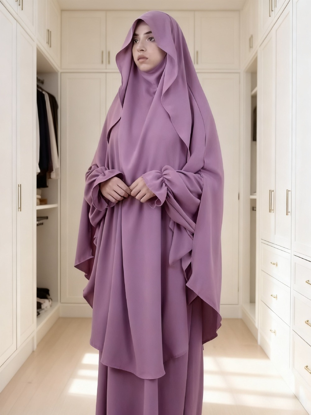 Eid femmes prière vêtement 2 pièces ensemble robe longue Khimar Abaya Ramadan musulman robes Largos robes de soirée Nipab foulard Jilbab