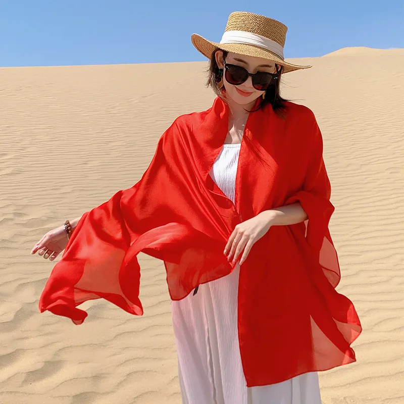 Écharpe Hijab Rouge Solide pour Femme, Foulards de Voyage de Luxe, Protection Solaire Extérieure, Châle Pashmina, Longue Mode