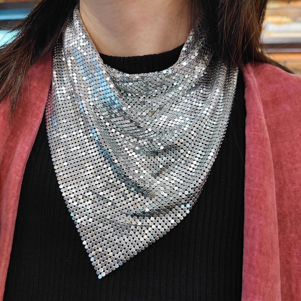 Mode foulard paillettes Triangle foulards Style coréen foulard châle bandeau cou enveloppement collier Bandanas hommes