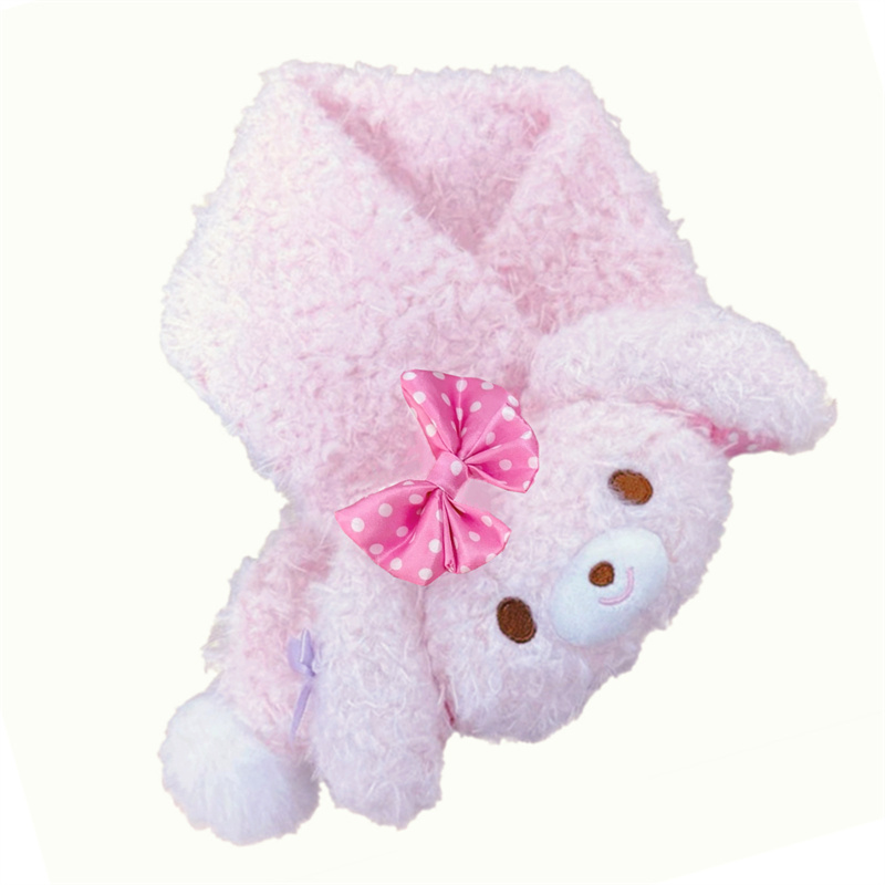 Écharpe en peluche Bonbonribbon Bunny pour femme, écharpe d'hiver rose Lolita Kawaii mignonne, cache-cou