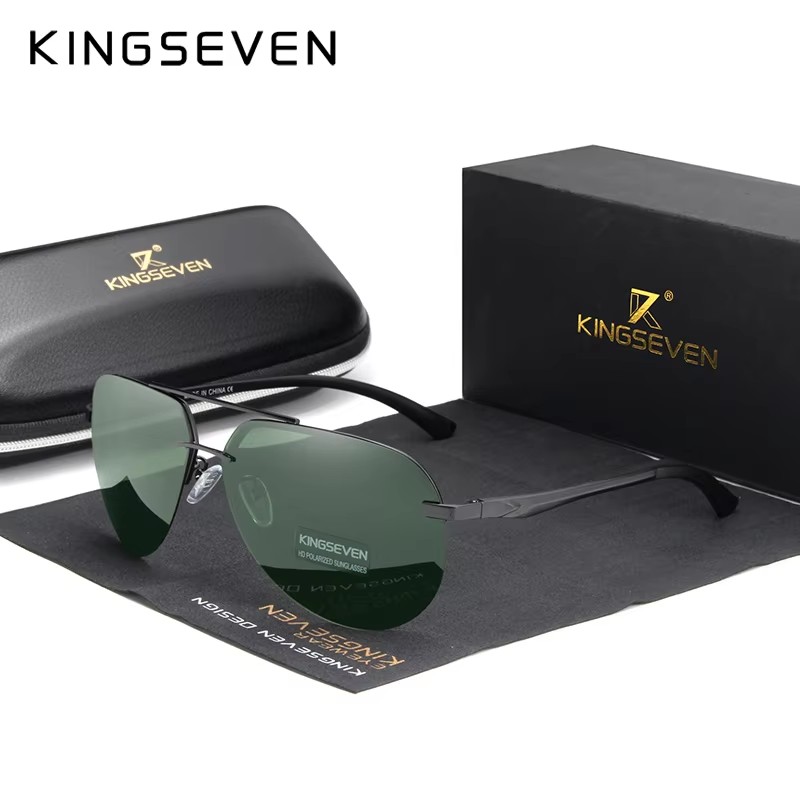 KINGSEVEN 2024 aluminium magnésium polarisé lentille sans monture lunettes de soleil pour hommes haute définition rétro lunettes pour femme Sports de plein air