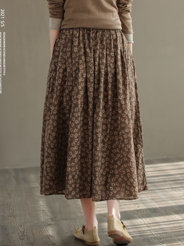 Jupe trapèze longue décontractée pour femmes, style vintage, imprimé floral, confortable, élégante, D536, nouvelle arrivée, automne, 2023