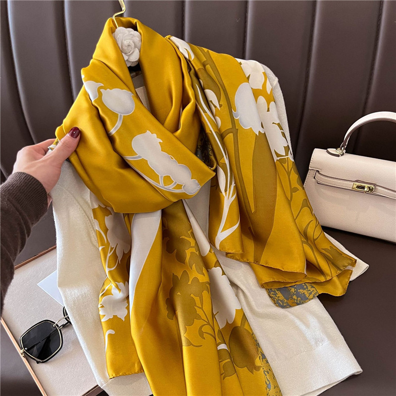 Foulard de Luxe Vert Foncé pour Femme, Châle Pashmina Floral Aztèque, Rond Doux, Hijab Musulman, 2022x90cm, Marque de Mode, 180