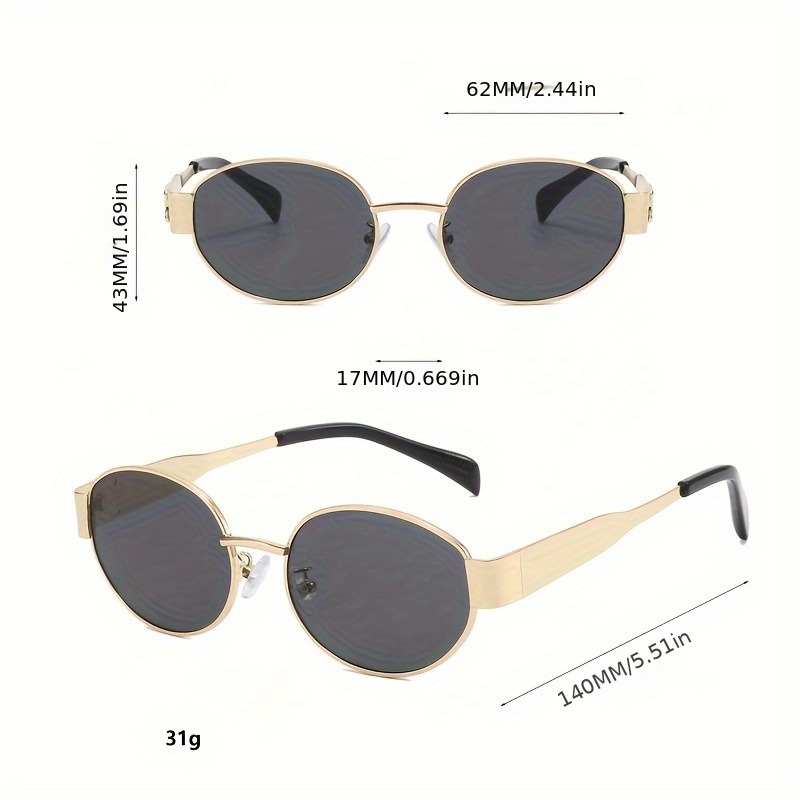 Lunettes de mode ovales en métal pour femmes, légères, charnières durables, accessoire tendance pour le quotidien et les événements, 1 pièce