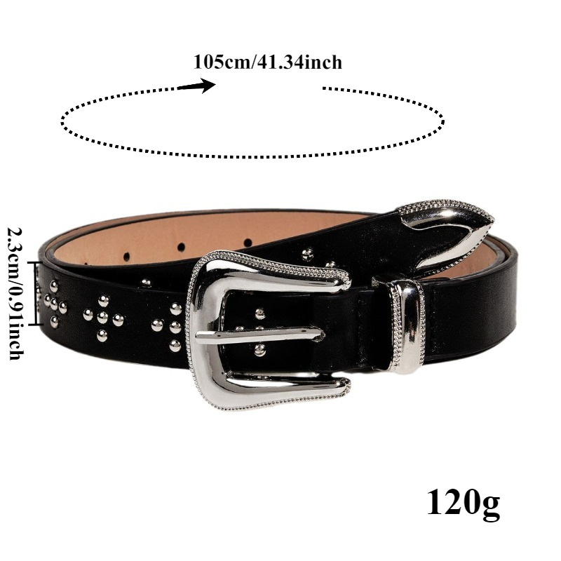 Ceinture de style rétro européen et américain avec boucle en métal embossée, élégante et polyvalente - Ceintures noires pour femmes