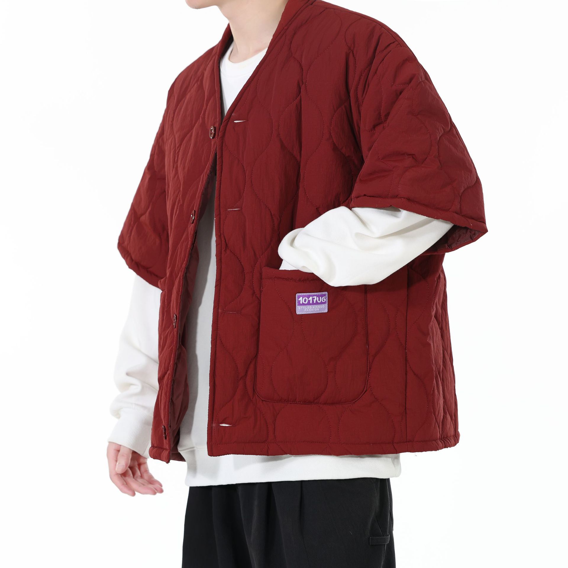 Nouveau manteau en coton de style japonais pour homme, automne/hiver, style rétro, coupe ample à demi-manches, manteau en coton tendance pour femme