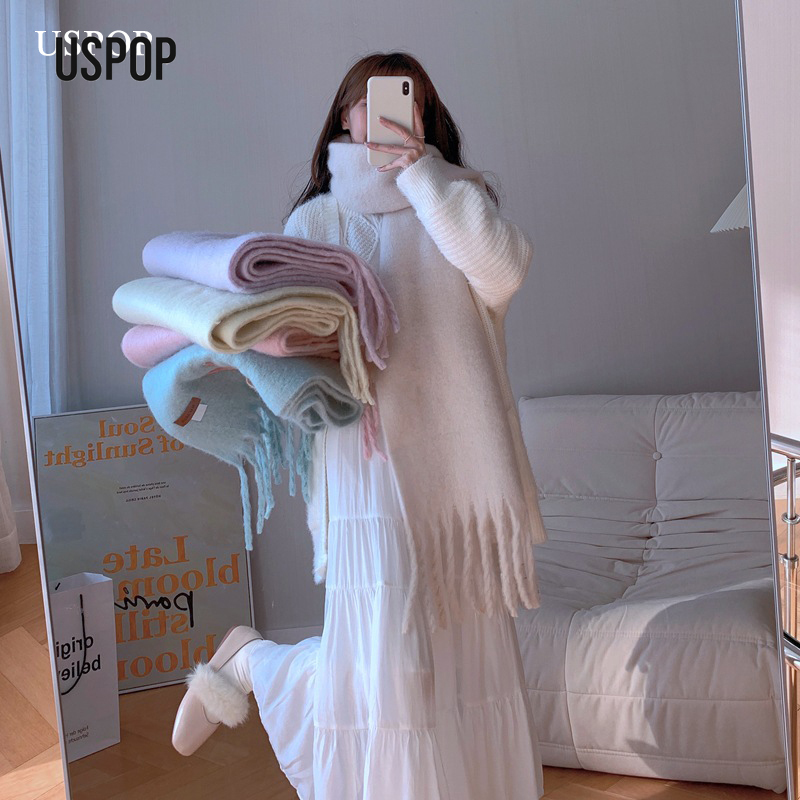 USPOP-Écharpe longue à pampilles pour femme, écharpes à pampilles, rond-pashmina, doux, solide, nouveau, hiver