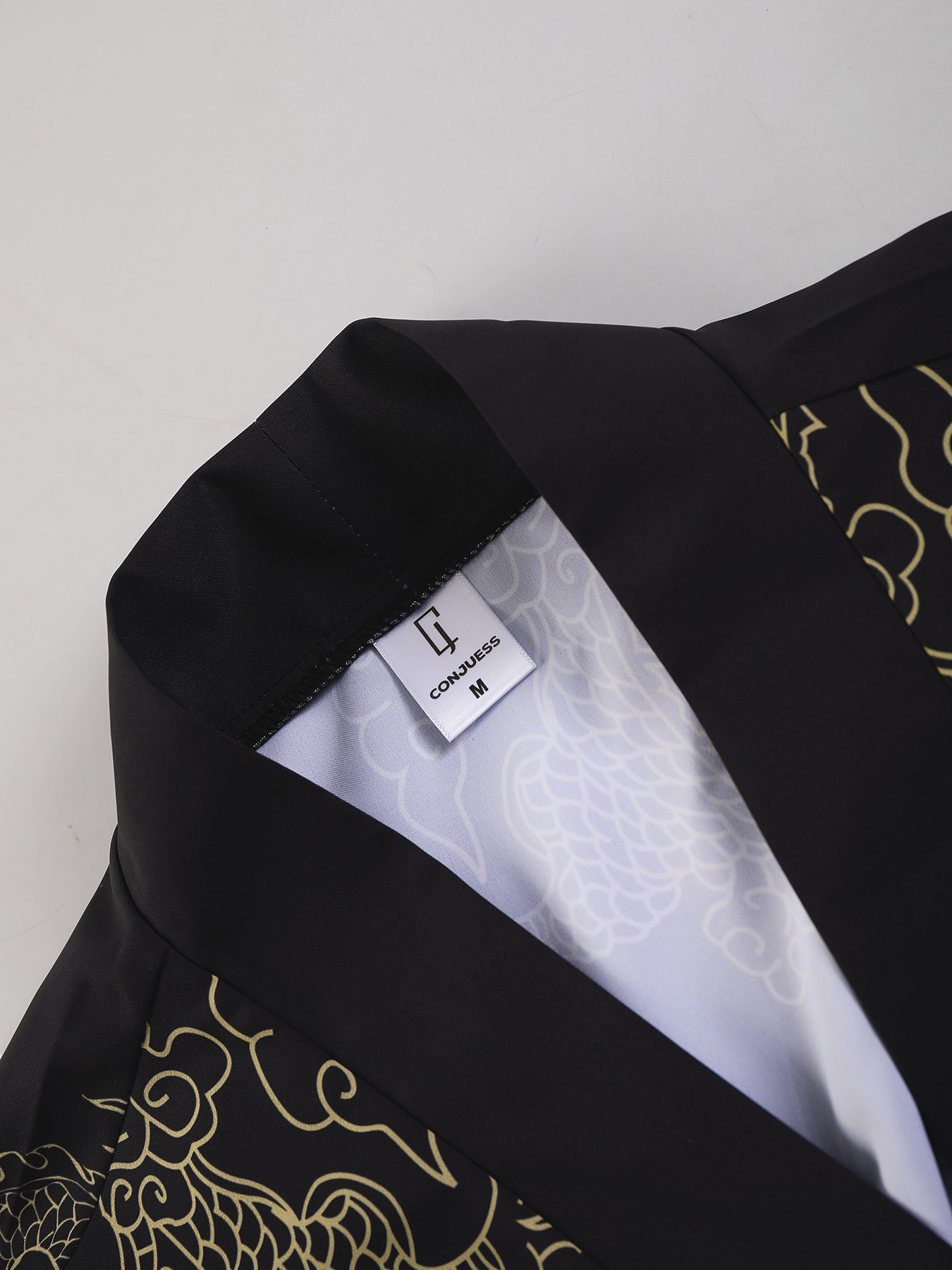 Ensemble de robe imprimée « Dragon Dance » de style chinois pour hommes, kimono noir ouvert sur le devant avec ceinture et short, 2 pièces, streetwear