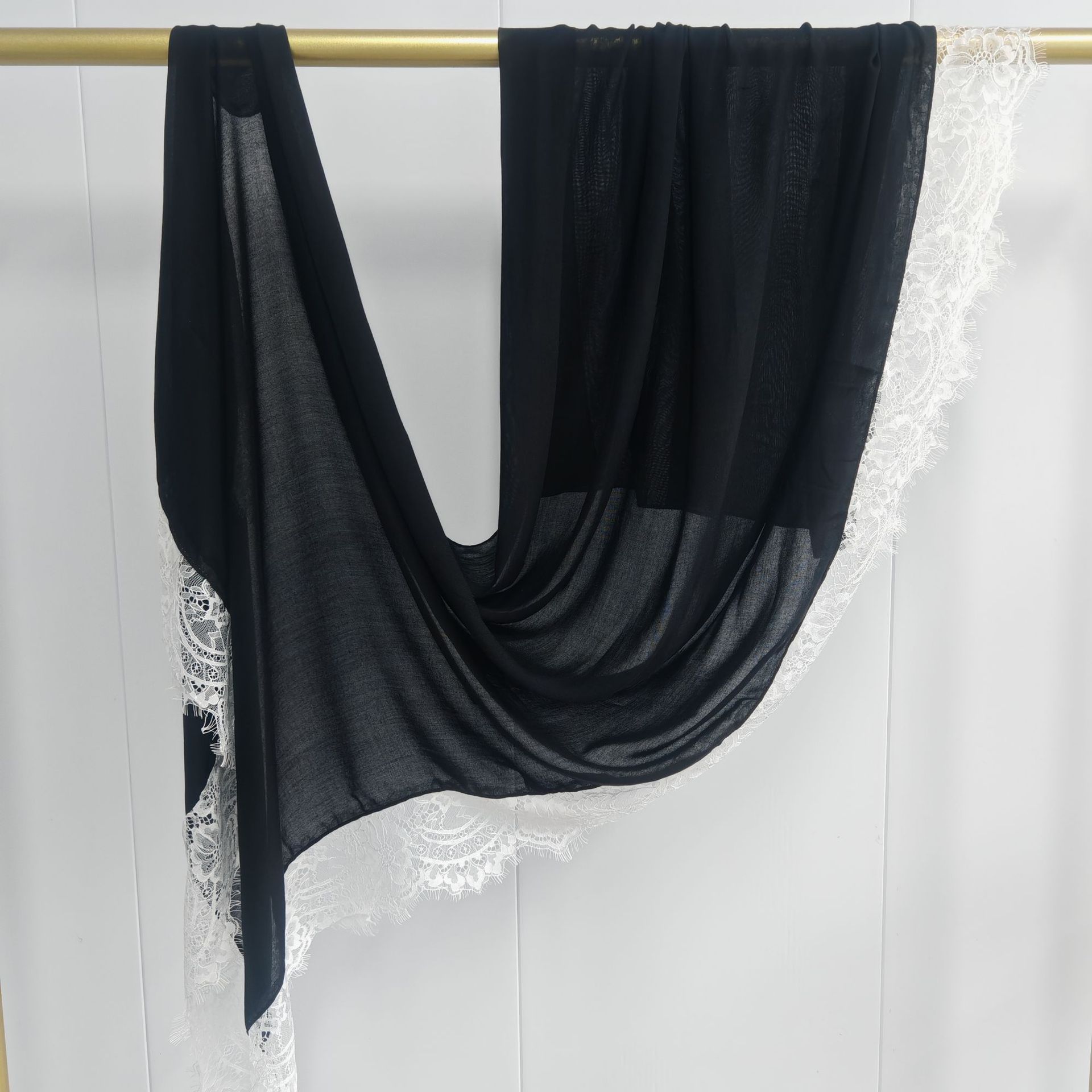 Hijab Ramadan en Rayonne, Coton et Modal, avec bordure en dentelle, Turban respirant, Châle uni en coton, Foulard pour femmes