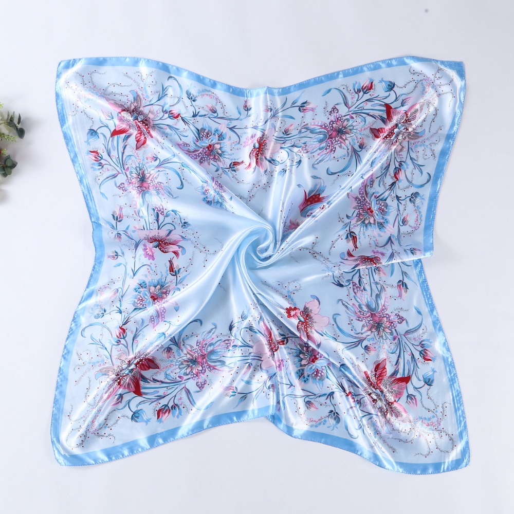 Foulard Carré à Fleurs pour Femme, Design à la Mode, Bandana, Châle, Hijab, Élégant, pour Sauna, 90x90cm, M207