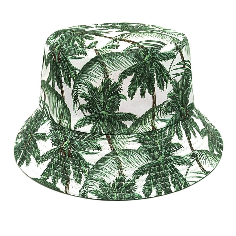 Chapeau Bob Unisexe Imprimé Cocotiers de Plage pour Hommes et Femmes – Protection Solaire Estivale, Tendance, Style Panama, Casquette de Pêcheur