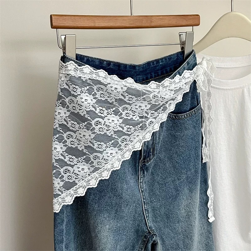 Foulard de tête en dentelle pour femme, jupe courte triangulaire, jupe mi-longue, jupe à volants, tablier en dentelle, dentelle douce, foulard de tête superposé pour le printemps