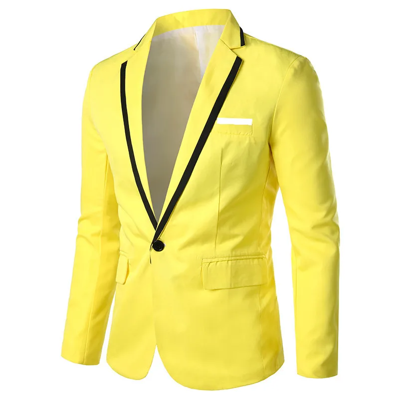 Robe de soirée en cuir pour homme, couleur unie, Blazer
