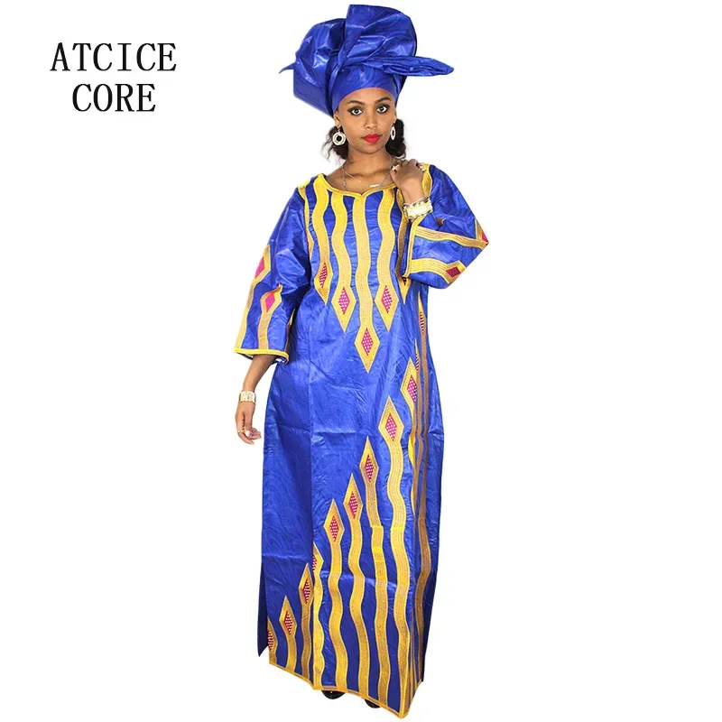 Robe africaine brodée pour femmes, design bazin riche