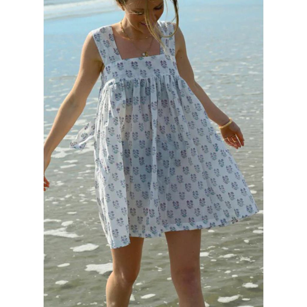 Combhasaki – robe de plage d'été pour femmes, sans manches, imprimé Floral, à lacets, larges bretelles, col carré, courte, Mini robe trapèze