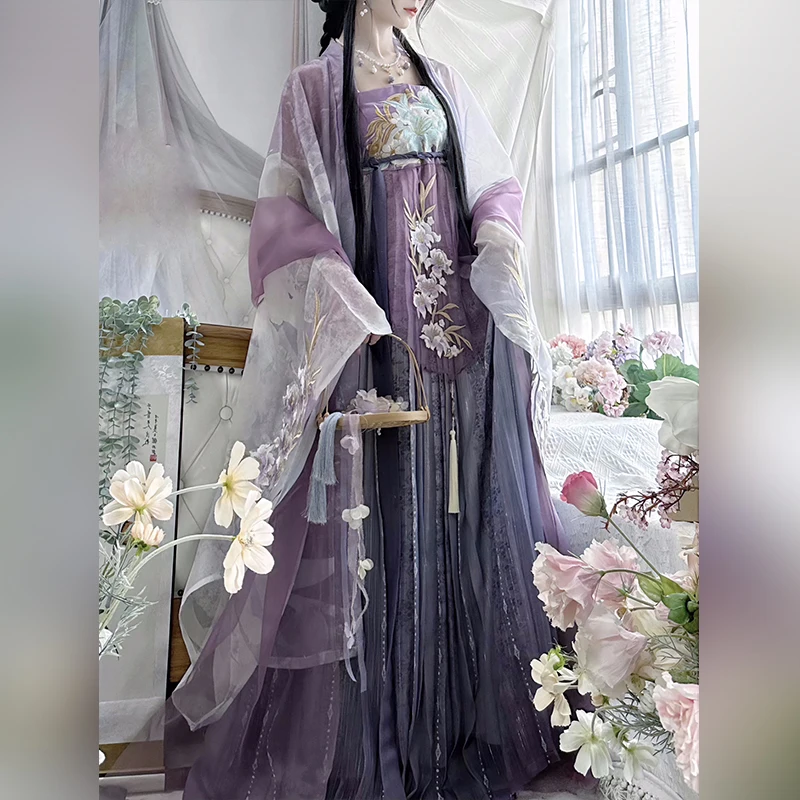 Robe Hanfu traditionnelle chinoise pour femmes, robe folklorique Hanfu, vêtements de danse princesse, tenue de cosplay, nickel é, vintage, dynastie Tang, prairie