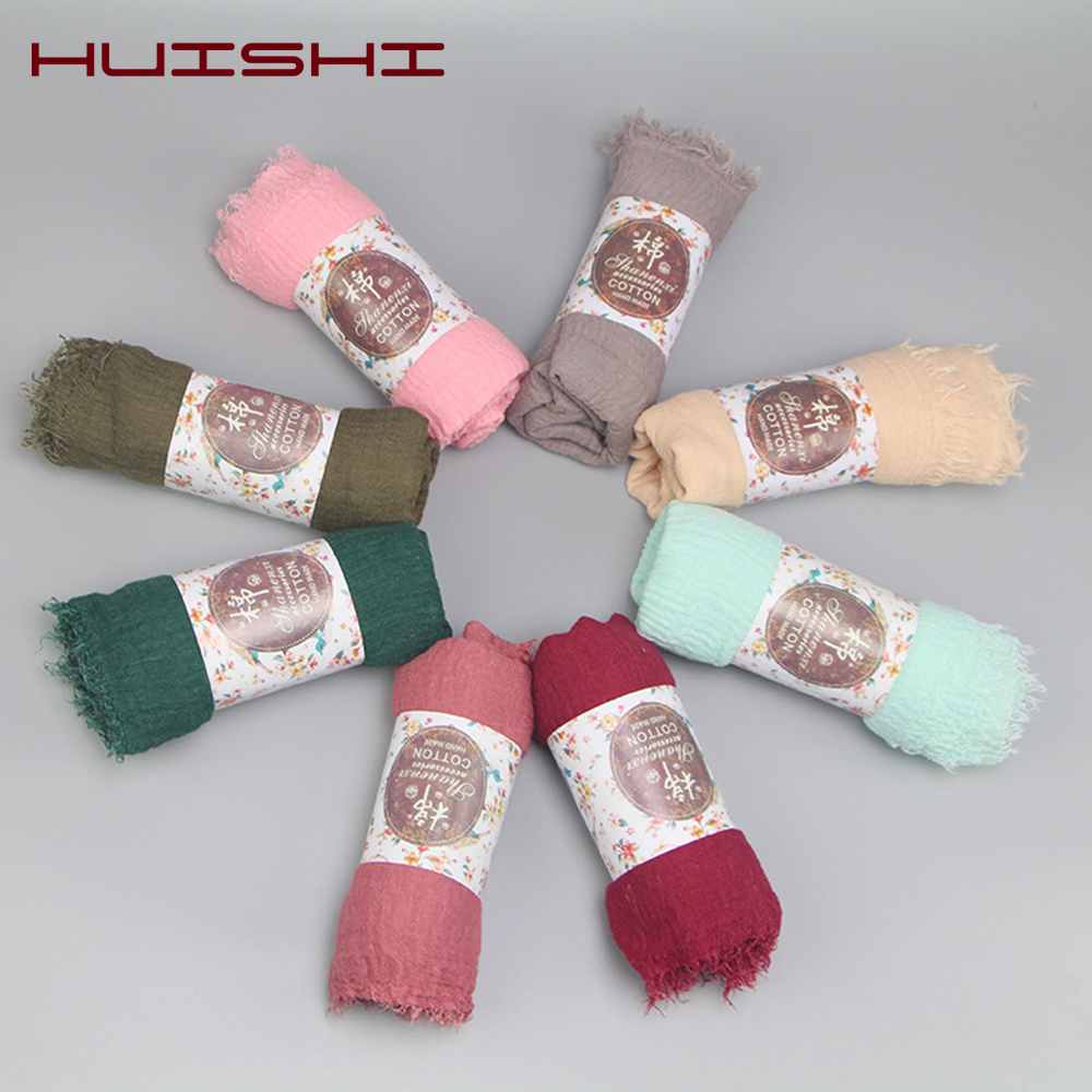 HUISHI écharpe femmes musulmanes bulle coton solide Islam musulman foulard châles et enveloppes femme Foulard froissé nuage Hijab