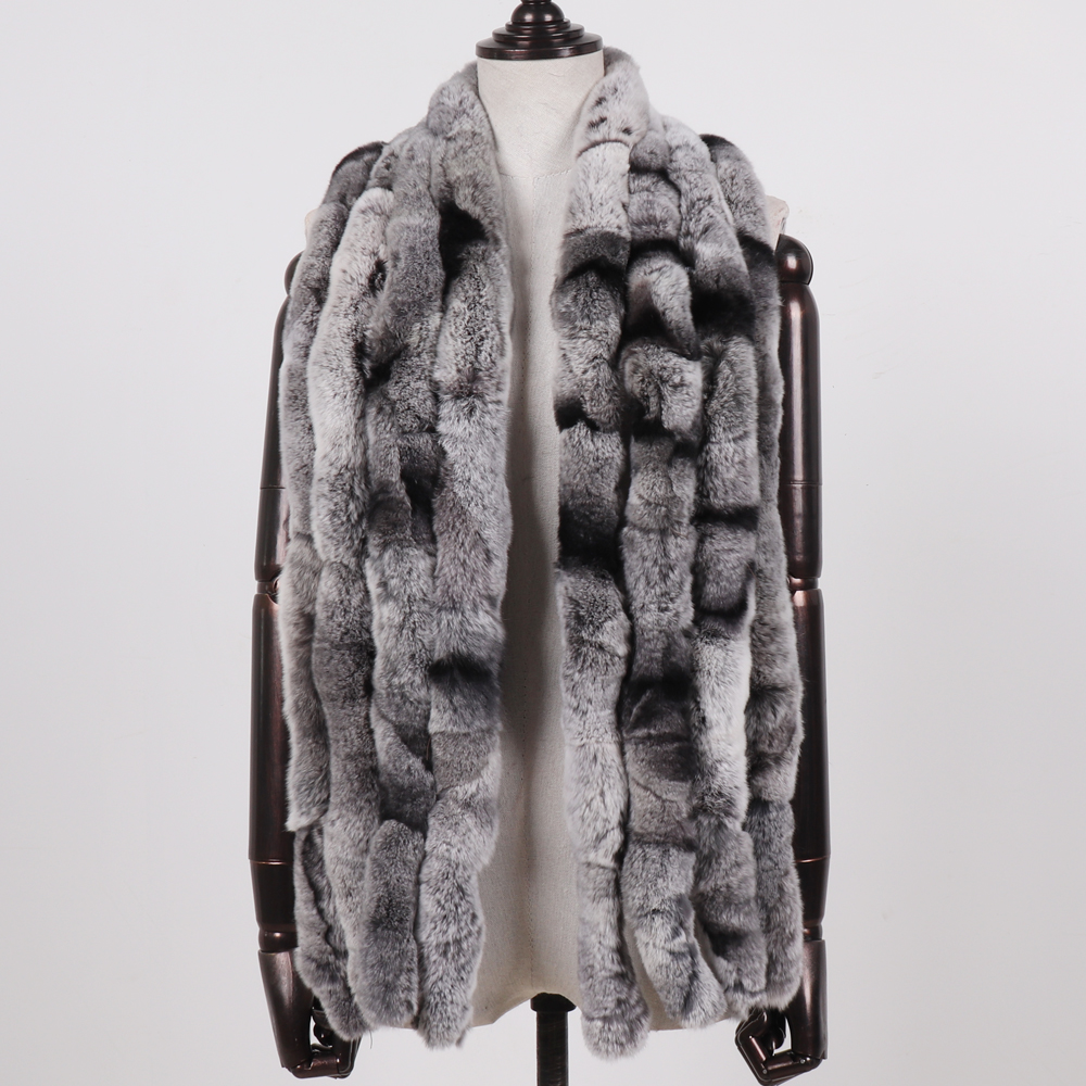 Écharpe en vraie fourrure de lapin Rex pour femme, 100% naturelle et douce, pour l'hiver