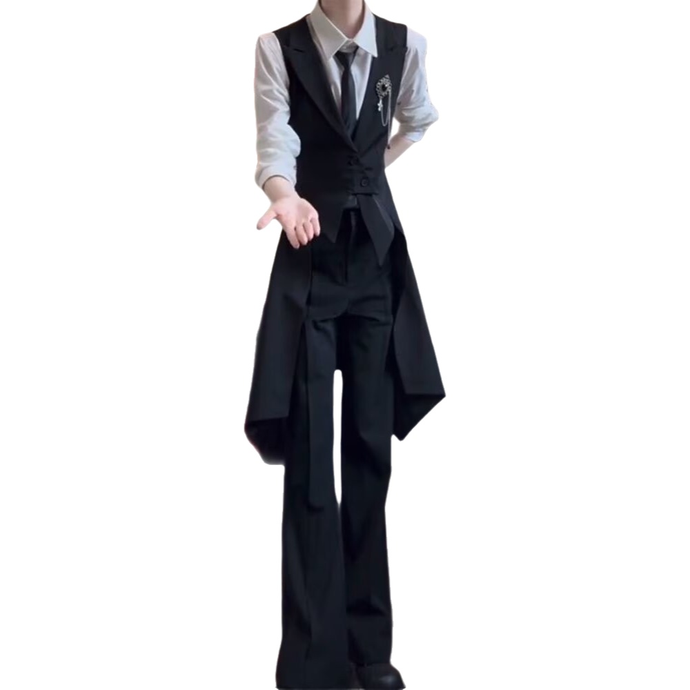 Gilet long tendance de style japonais, polyvalent, artistique, décontracté, en polyester, pour l'été, pour jeunes