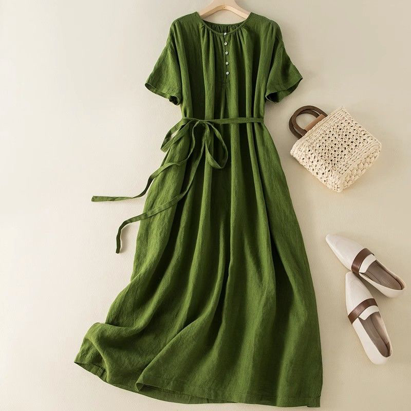 Robe d'été décontractée confortable pour femmes grandes tailles, en coton et lin, pour le bureau, tendance, nouvelle arrivée, respirante