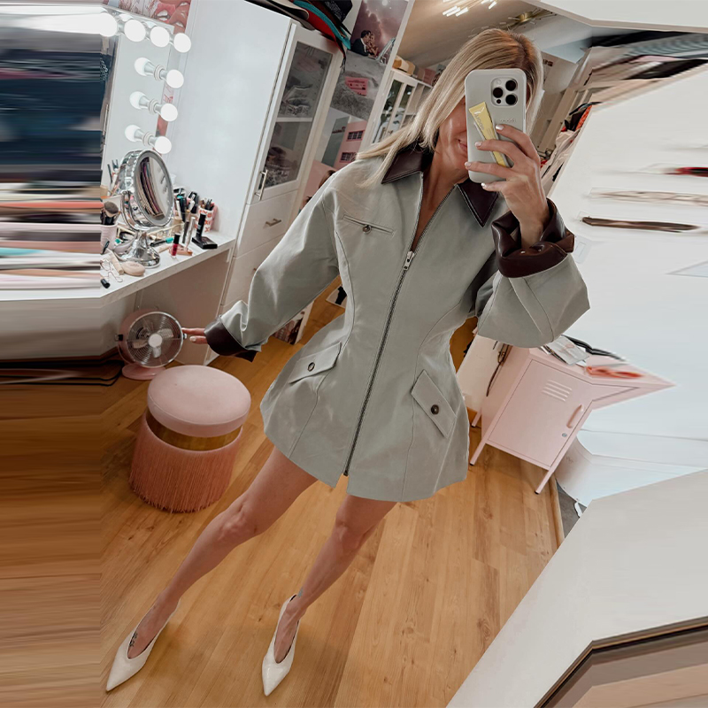 Veste polyvalente à revers pour femmes, manches longues, fermeture éclair élégante, coupe cintrée, Chic, manteau d'extérieur, Unique, vêtements de rue décontractés