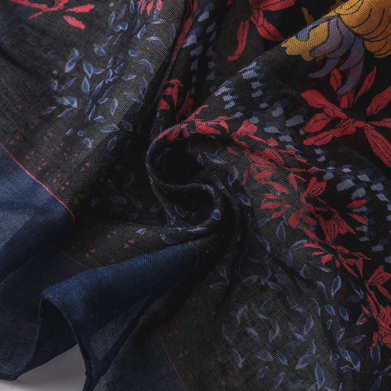 2023 Femmes Mode Petit Polka Floral Gland Viscose Châle Écharpe Imprimé Voile Wrap Bandeau Bufandas Musulman Hijab Sjaal 125*125Cm